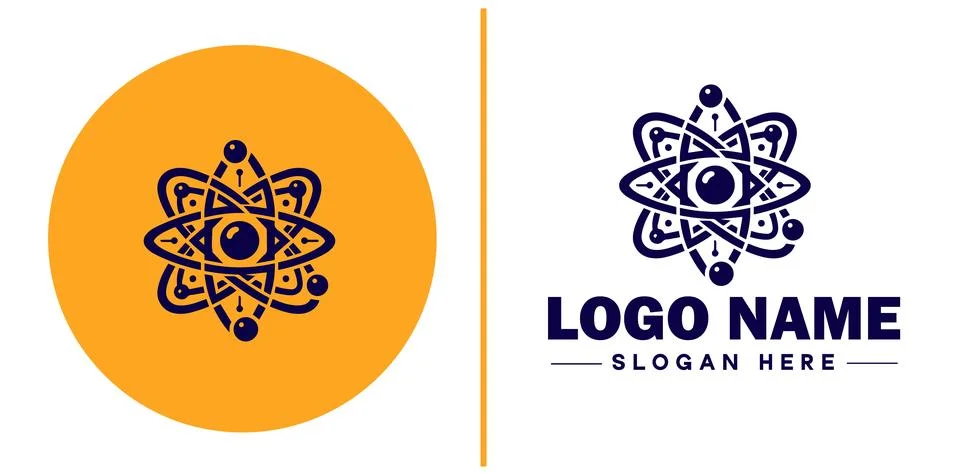 Atom icon Particle Molecule Elementary particle flat logo sign symbol edita.. Stock-Illustration