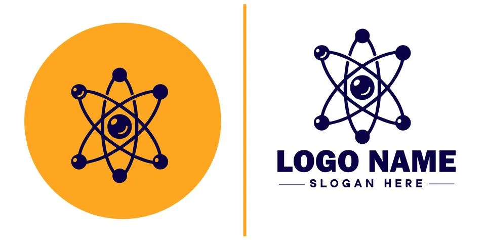 Atom icon Particle Molecule Elementary particle flat logo sign symbol edita.. Stock Illustration