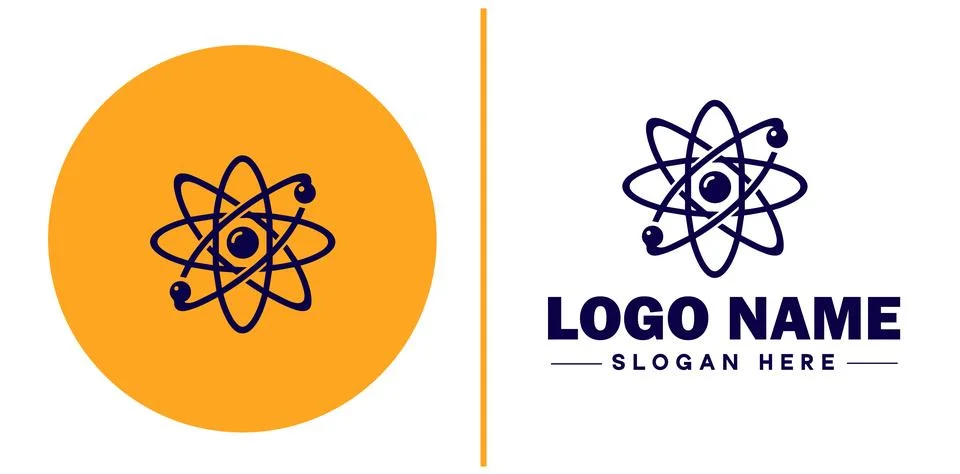 Atom icon Particle Molecule Elementary particle flat logo sign symbol edita.. Stock Illustration