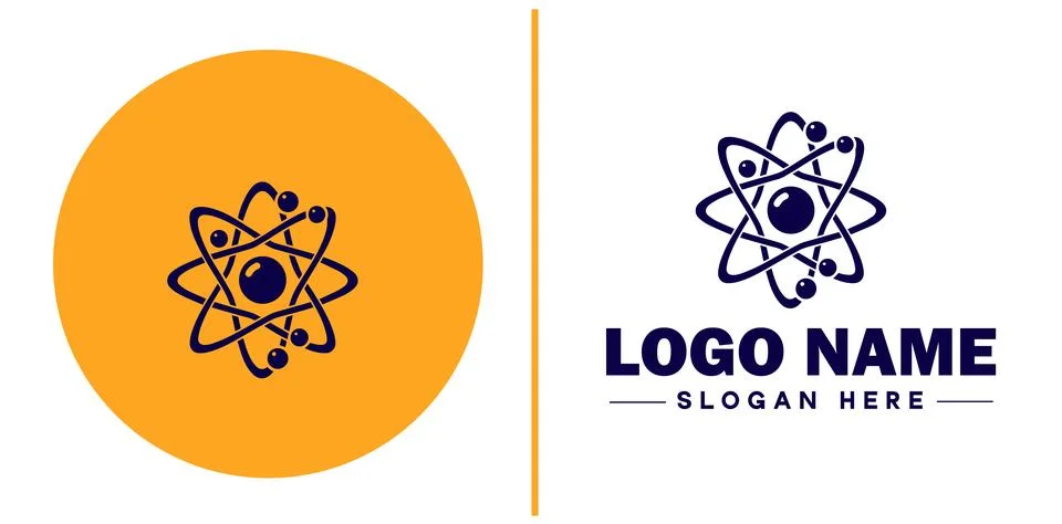 Atom icon Particle Molecule Elementary particle flat logo sign symbol edita.. Stock Illustration