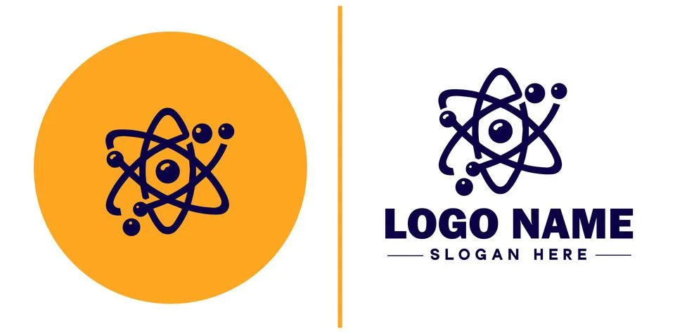 Atom icon Particle Molecule Elementary particle flat logo sign symbol edita.. Stock Illustration