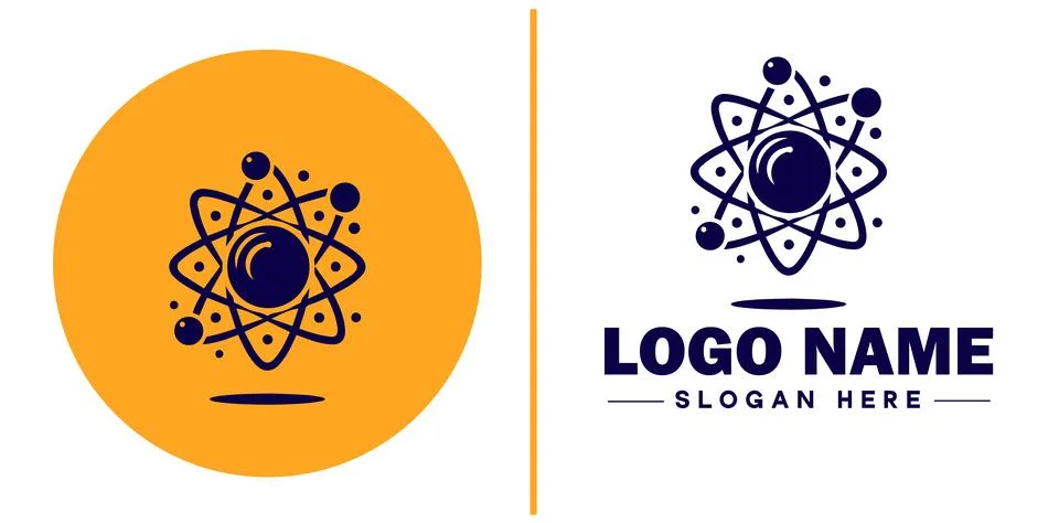 Atom icon Particle Molecule Elementary particle flat logo sign symbol edita.. Stock Illustration