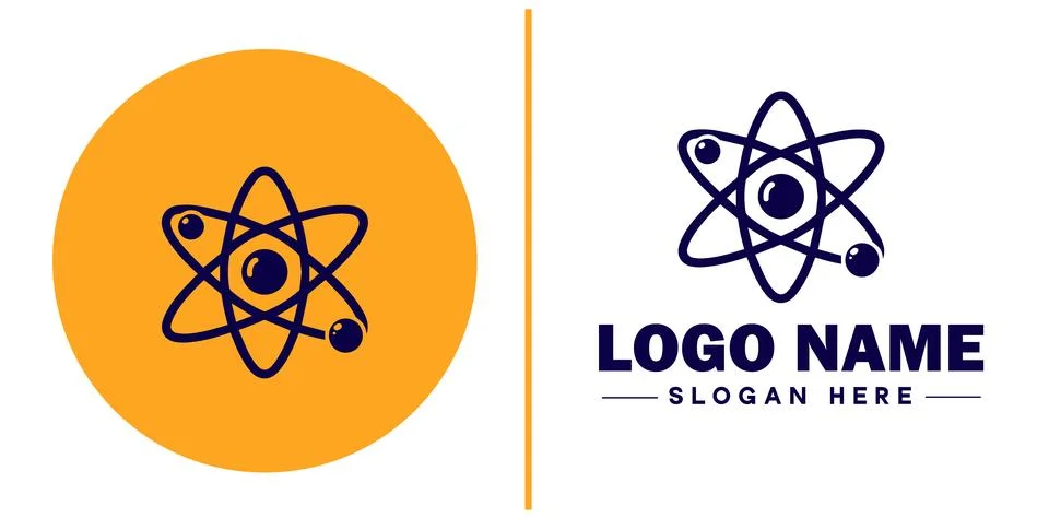 Atom icon Particle Molecule Elementary particle flat logo sign symbol edita.. Stock Illustration