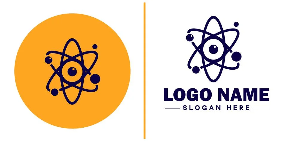 Atom icon Particle Molecule Elementary particle flat logo sign symbol edita.. Stock Illustration