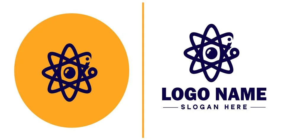Atom icon Particle Molecule Elementary particle flat logo sign symbol edita.. Stock Illustration