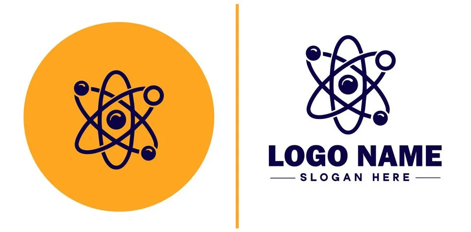 Atom icon Particle Molecule Elementary particle flat logo sign symbol edita.. Stock Illustration