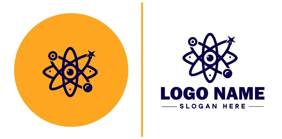 Atom icon Particle Molecule Elementary particle flat logo sign symbol edita.. Stock Illustration