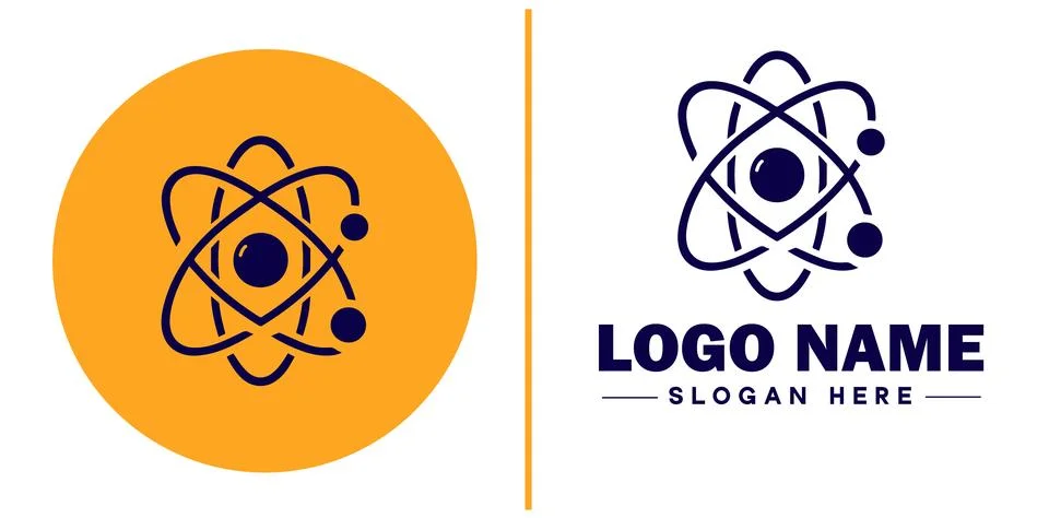 Atom icon Particle Molecule Elementary particle flat logo sign symbol edita.. Stock Illustration