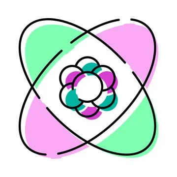 Atom icon representing science and research concept Stock Illustration