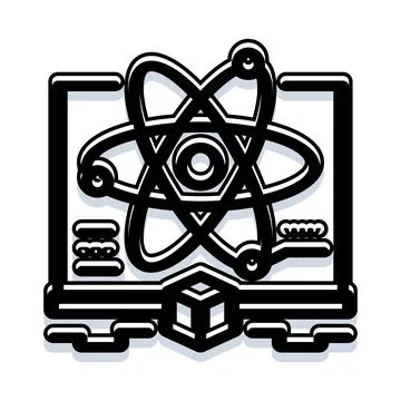 Atom icon representing science technology and research 스톡 일러스트