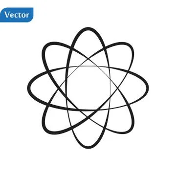 Atom Icon. Science sign. Atom logo. Atomic symbol. Nuclear icon. Electrons an Stock-Illustration