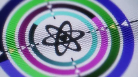 Atom icon on the screen. Looping. Stock Footage 42380305