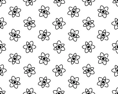 Atom icon seamless pattern on white background. Vector Illustration Stock Illustration