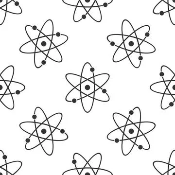 Atom icon seamless pattern on white background. Vector Illustration Illustrazione stock