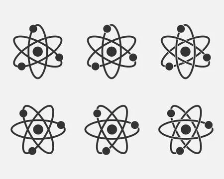 Atom icon set. Nuclear icon. Electrons and protons. Science sign. Molecule Ic Stock Illustration