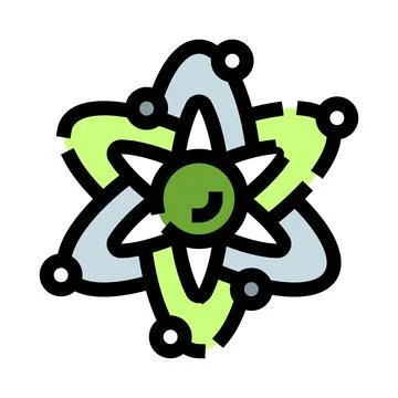 Atom icon showing physics science and energy concept Stock Illustration