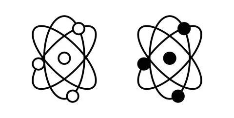 Atom icon. Style is flat and line symbol Stock Illustration