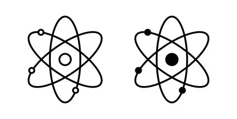 Atom icon. Style is flat and line symbol Stock Illustration
