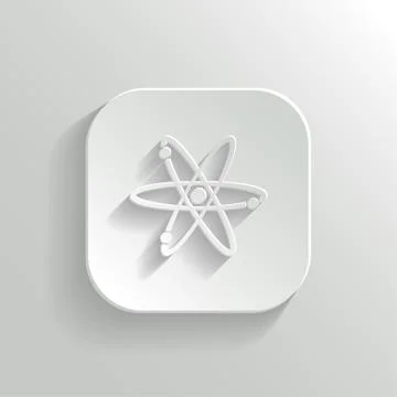 Atom icon - vector white app button Stock Illustration