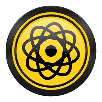 Atom icon, yellow logo. Stock Illustration