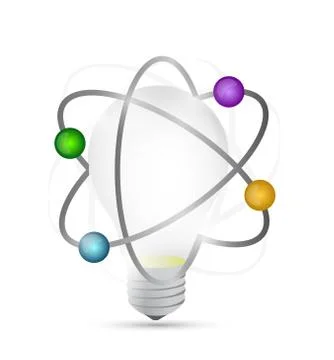 Atom light idea bulb illustration design Stock Illustration