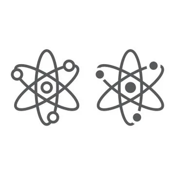 Atom line and glyph icon, school and education, physics sign vector graphics, a Stock Illustration