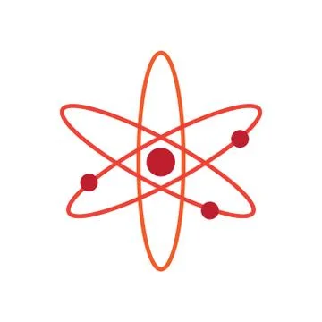 Atom logo. Nuclear vector logo particle. Atomic badge Illustrazione stock