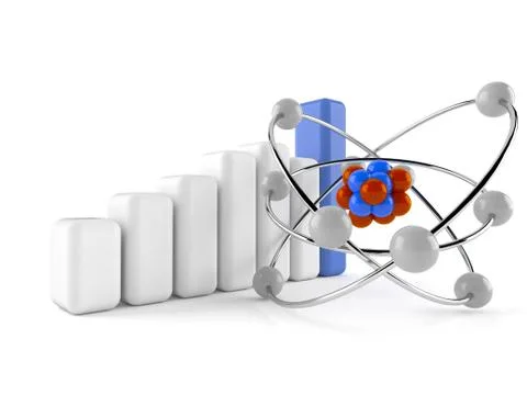 Atom model with chart Illustrazione stock
