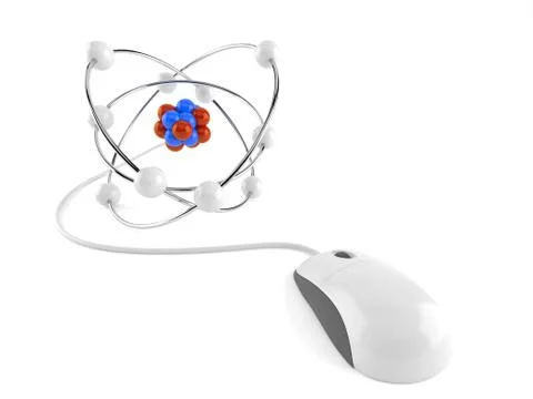Atom model with computer mouse Illustrazione stock