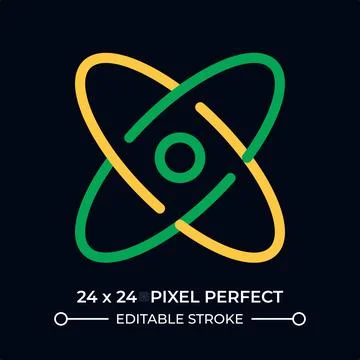 Atom model dark color line ui icon Stock Illustration