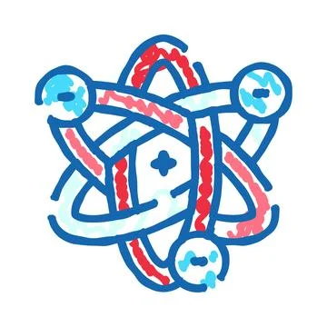 Atom model doodle representing science and physics Illustrazione stock