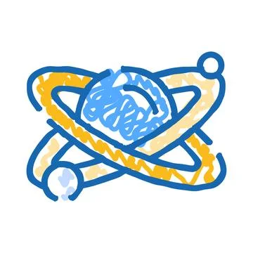 Atom model with electrons orbiting a nucleus Illustrazione stock