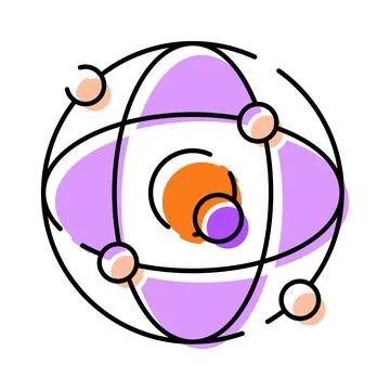 Atom model with electrons orbiting the nucleus Stockillustratie