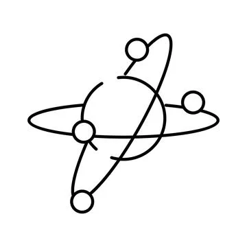 Atom model featuring electrons orbiting nucleus Stock Illustration