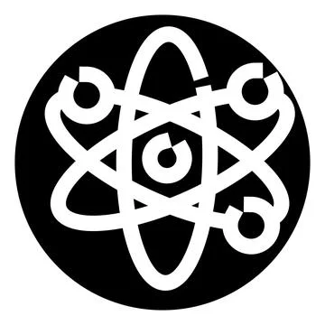 Atom model icon symbolizing science physics and energy Stock Illustration