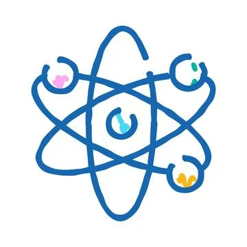 Atom model illustration displaying electrons orbiting nucleus Stock Illustration