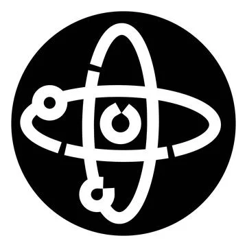 Atom model orbiting electrons science education symbol Illustrazione stock