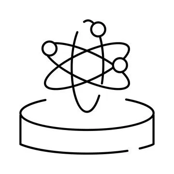 Atom model showing electrons orbiting nucleus Illustrazione stock