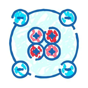 Atom model showing nucleus and orbiting electrons Illustrazione stock