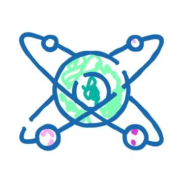 Atom model showing scientific structure and orbiting electrons Stockillustratie