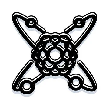 Atom molecular structure with electrons orbiting nucleus Stock Illustration
