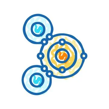Atom molecular structure icon doodle illustration Stock Illustration