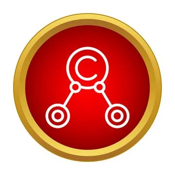 Atom molecular structure icon on red circle button Stock Illustration