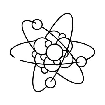 Atom molecular structure line icon vector illustration Stock Illustration
