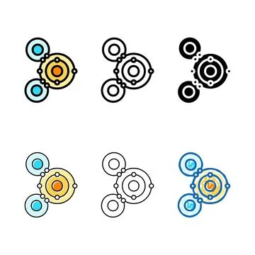 Atom molecular structure styleset color icon vector Stock Illustration