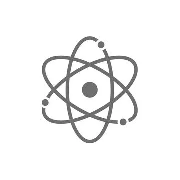 Atom, molecule grey icon. Isolated on white background Stock Illustration