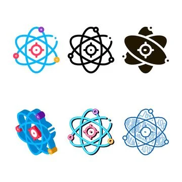 Atom molecule icon vector outline styleset Stock Illustration