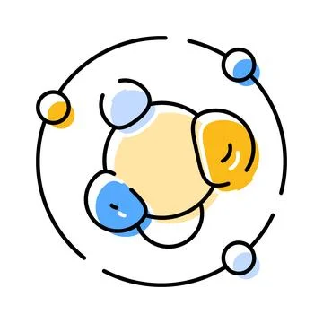 Atom molecule science icon orbiting electron nucleus Stock Illustration