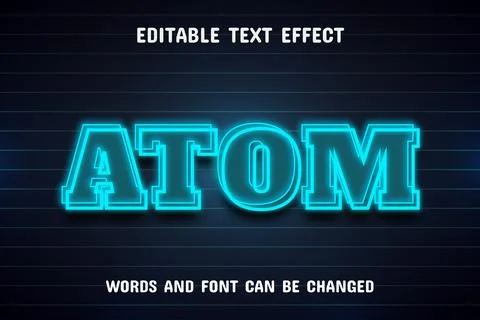 Atom neon text effect Illustrazione stock