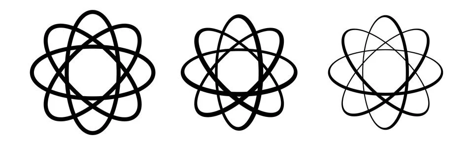 Atom nuclear circle orbital structure icon Stock Illustration